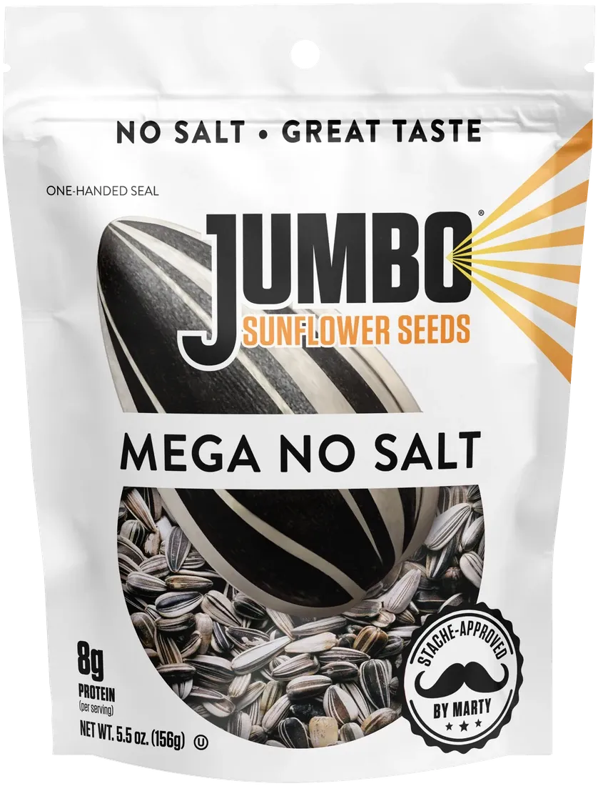 Jumbo Sunflower Seeds Mega No Salt stand-up pouch