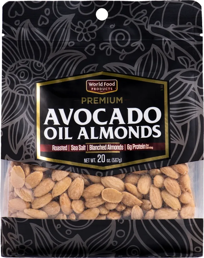 World Food Products Premium Avocado Oil Almonds, stand-up pouch