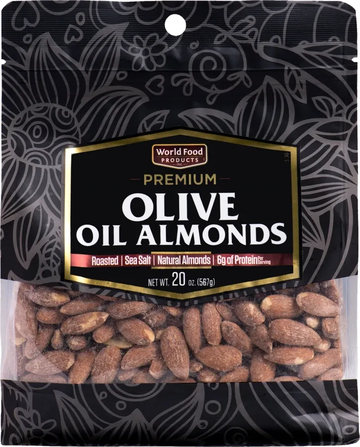World Food Products Premium Olive Oil Almonds, stand-up pouch